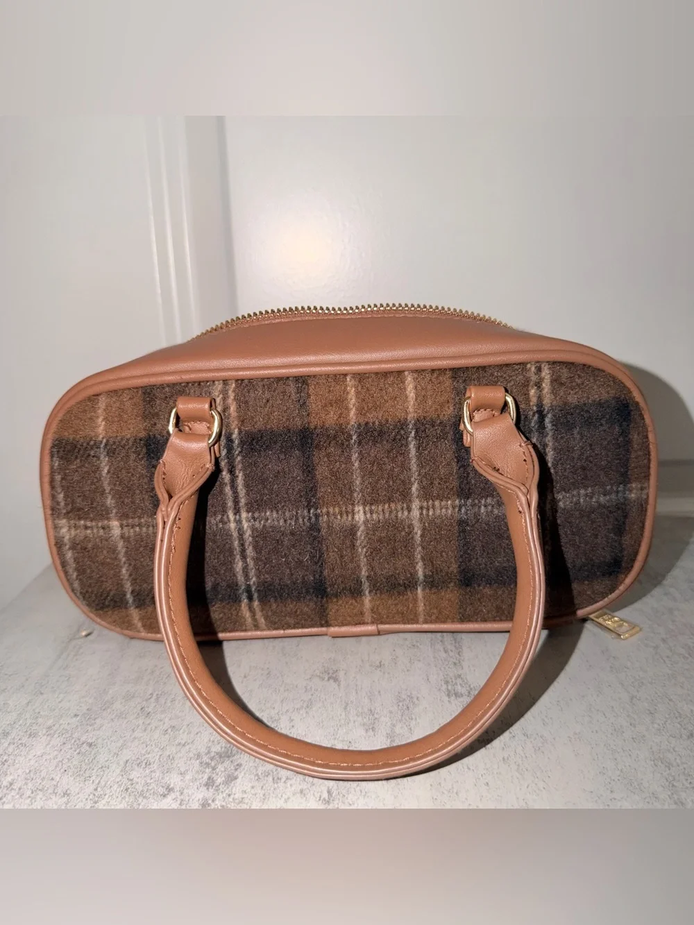 Steve Madden Brown Plaid Mini Satchel